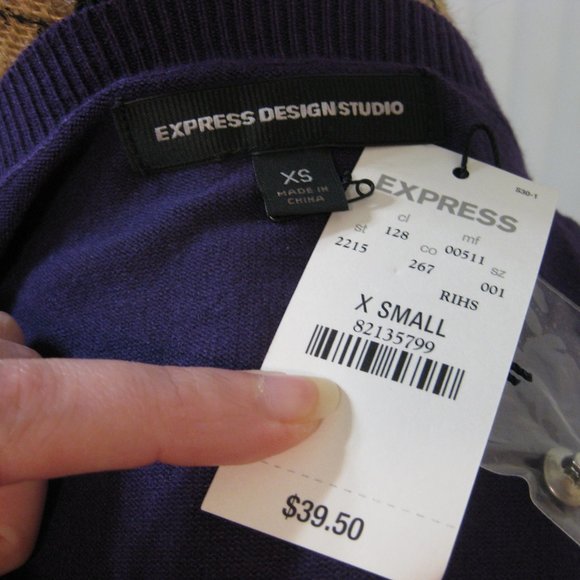 NWT Express purple cropped cardigan sweater XS extra small - Picture 4 of 4